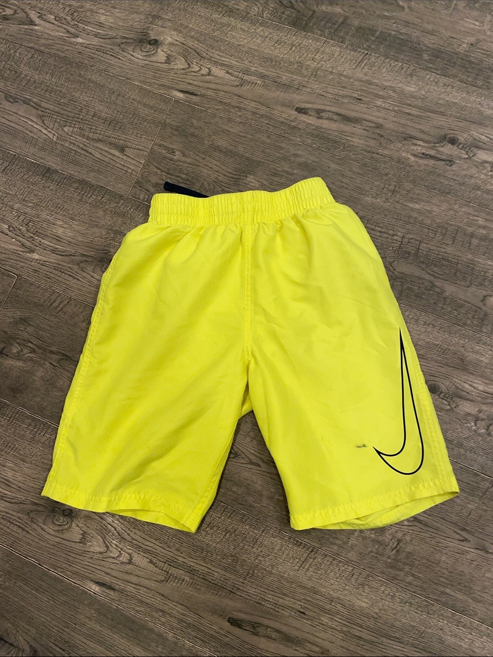Nike Neon Yellow Kids' Athletic Shorts with Black Swoosh